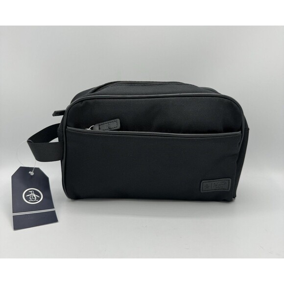 Original Penguin Zip Travel Kit Bag w/Bottle, Black - Picture 1 of 4